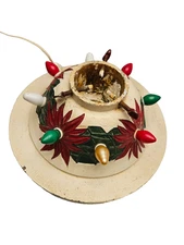 Rare Antique NOMA Electric Christmas Tree Stand Cast Iron Poinsettias 1928 works