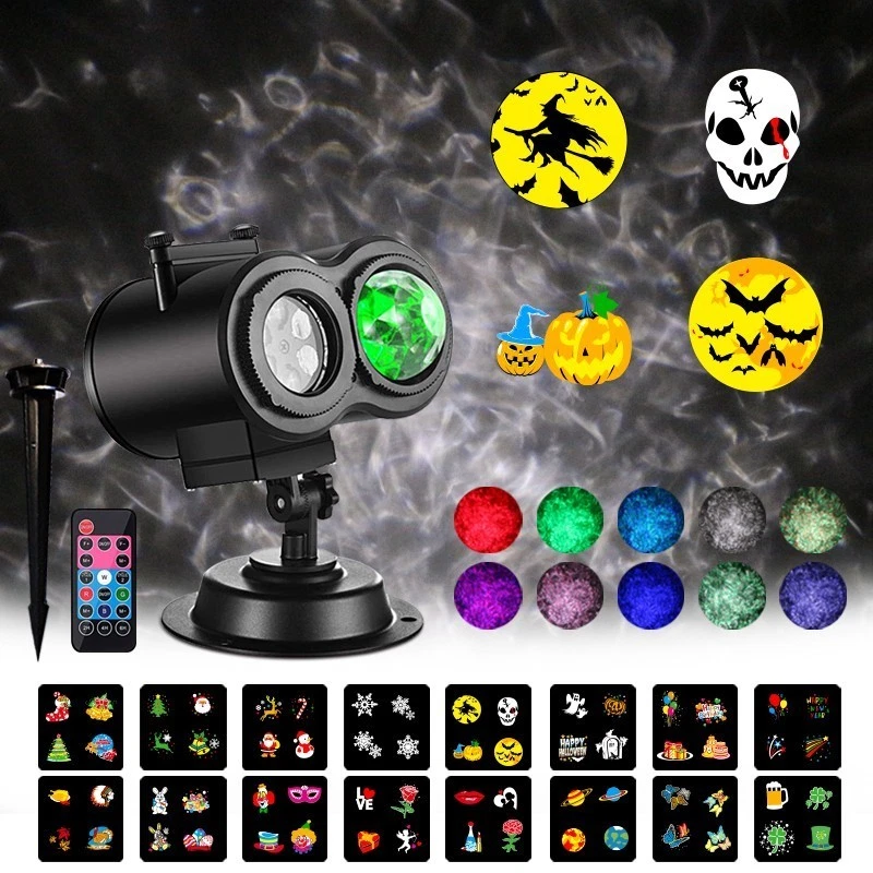 Projecteur extérieur LED pour Noël Halloween anniversaire avec double objectif - Photo 3/4
