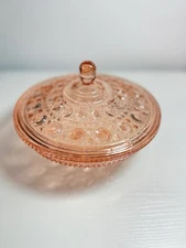 Vintage Indiana Candy Dish Covered Windsor Pink Depression Glass 
