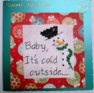 Weihnachtskarte fertig Kreuzstich Baby es ist kalt draußen 6'' Quadratmeter