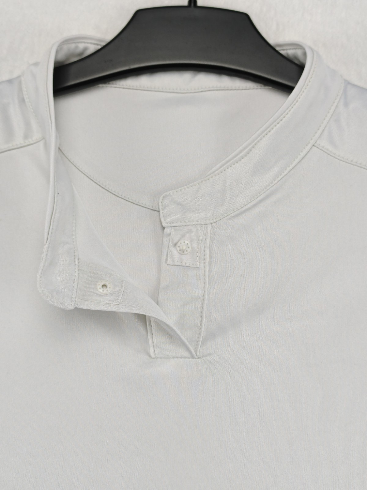Men's sports polo shirt size L white stand-up collar short sleeve Henley T-shirt polyester image 2