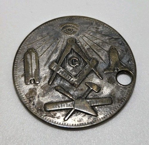 VTG 1972 Masonic Token With Hole For Chain Anniversary Medallion Lake Lodge #189