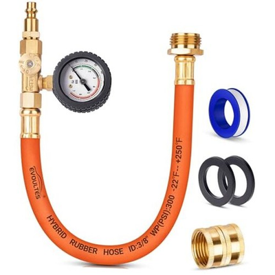 #ad Brass RV Winterizing Kit with Pressure Guage 17 Inch Garden Hose with 3 4quot; $43.00