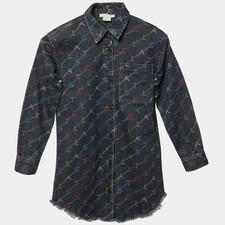 Stella McCartney Kids Grey Logo Print Denim Dress 8 Yrs