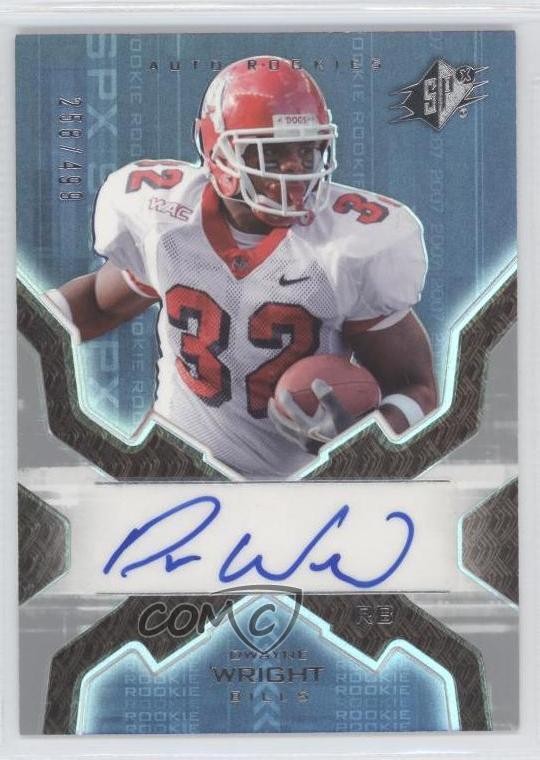 2007 SPx Auto Rookies 258/499 Dwayne Wright #173 Rookie Auto RC 0e3