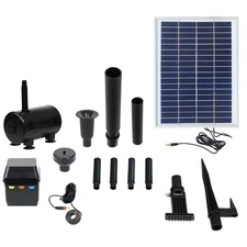 132 GPH Solar Pump and Panel Kit with Battery and Light by Sunnydaze