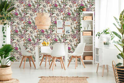 Vliestapete Blumen Vögel Floral creme bunt AS Creation 38178-6 (6,08 /1qm)