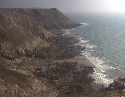 Photo 6x4 Cliffs south of Southdown Fox Hole Looking south-east along lim c1988
