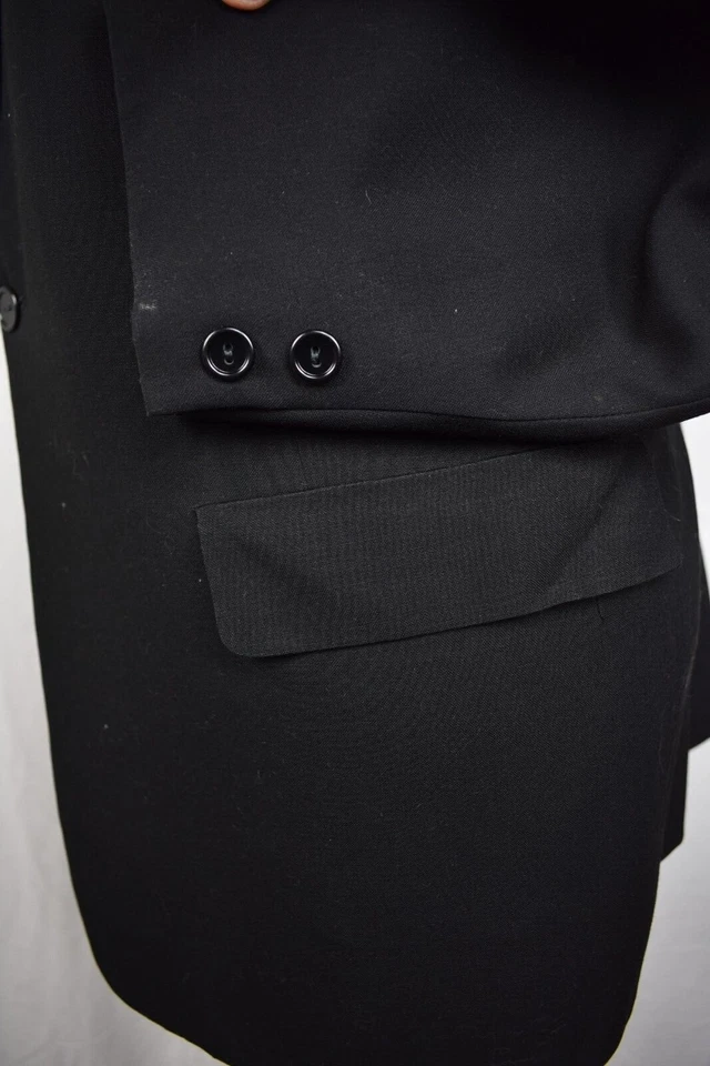 1950 年代 Rockingham 纯黑色羊毛两件式单扣晚餐套装尺寸:41S — 第 4/4 张图片