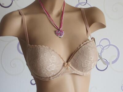 Triumph Dream On WHUM Push-Up Schalen BH beige mit Spitze Gr 70C NEU 