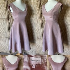 PHASE EIGHT Dusky Pink COCKTAIL PROM Dress UK 10 L39” PETTICOAT Tie Back WEDDING
