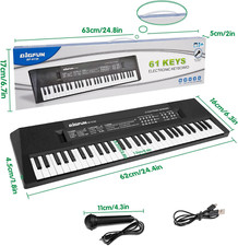 Kids Music Piano Keyboard, 61 Keys Piano Keyboard Toys with Microphone Portab...