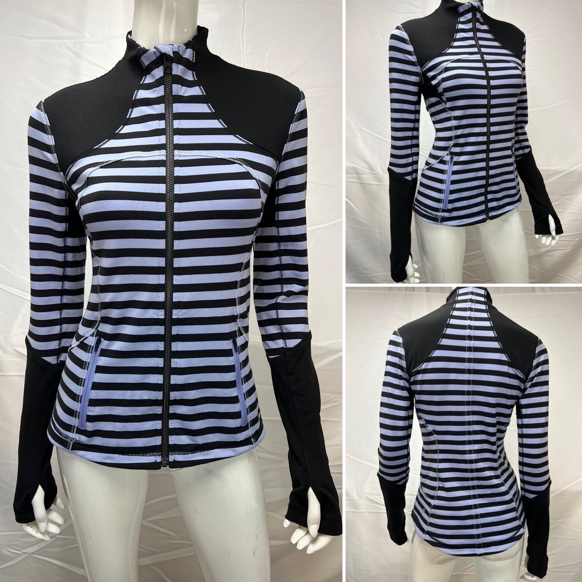 Lululemon Women's 6 Black Sea Striped Polar Haze Purple Forme Zip