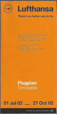 Lufthansa German Airlines system timetable 7/1/02 [7103] Buy 4+ save 25%