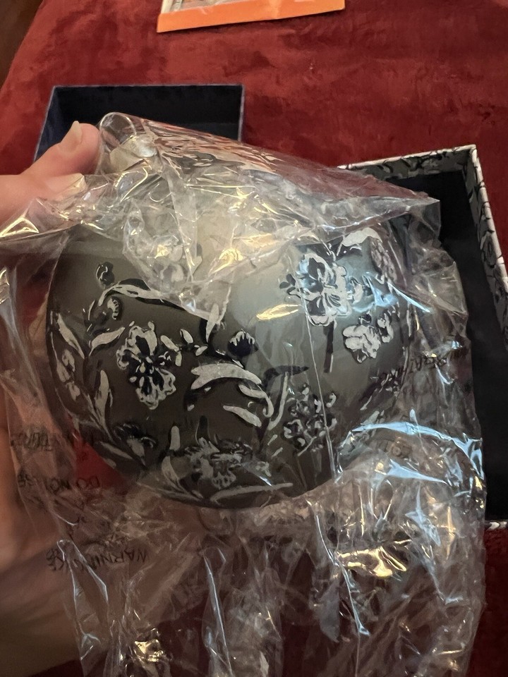 Vera Bradley Christmas Ornament 2022 Pink 3" Ball Perennials Grey New