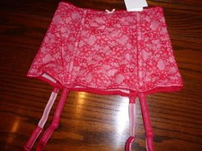 NWT b tempt'd by Wacoal STRETCH LACE GARTER BELT RED 948165 606 S / 5 M / 6