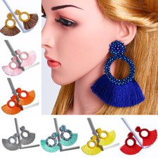 Bohemian Shaped Tassel Beads Drop Dangle Earrings Women Casual Party Jewelry