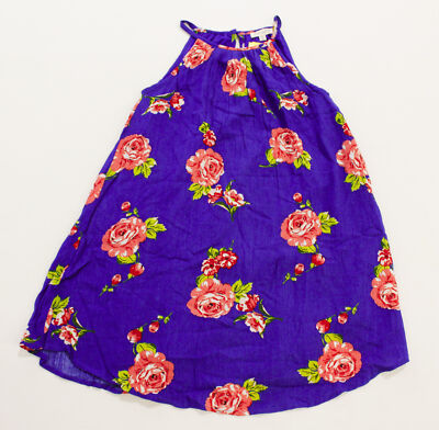 Chenault Girl Girl's Halter Neck A-Line Strappy Floral Dress EF4 Blue 10 NWT