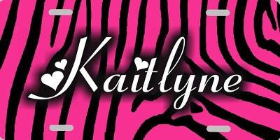 Personalized Custom Hot Pink & Black Zebra Stripe Stripes License Plate COOL!