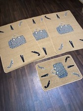 ROMANY GYPSY WASHABLES HAND BAGS DESIGN DARK BEIGE NON SLIP MATS BEST AROUND 4PC