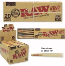 3x Raw Single Wide Classic CONES 20 Cones Per PK 3 Packs USA SHIPPED