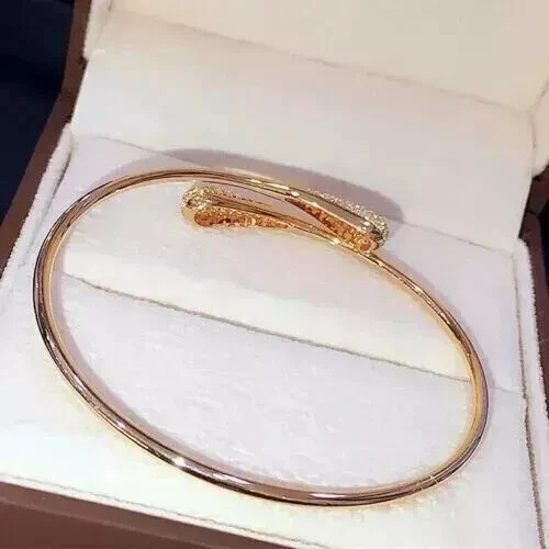 Brazalete de derivación para mujer enchapado en oro amarillo de 14 quilates plata diamante creado en laboratorio Foto 2 de 4