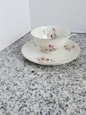 Royal Duchess Fine China Tea Cup & Saucer Bavaria Germany vintage Silver Trim