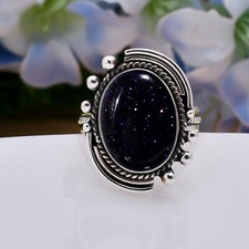 Natural Blue Sunstone Gemstone 925 Sterling Silver Ring Jewelry Gift For Friends
