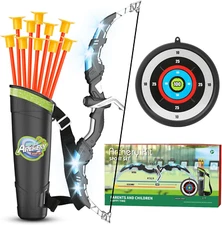 Kids Bow and Arrow Set, LED Light up Archery Toys Set for Kids Ages 4-8 8-12, wi