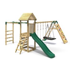 Rebo Wooden Climbing Frame & Swings Slide Climb Wall & Monkey Bars Pyrennes