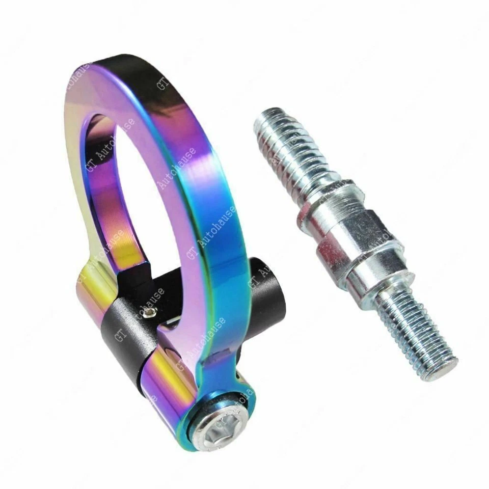 Gancho de remolque de aluminio estilo carreras deportivo cromado NEO para BMW Serie 1 3 5 X5 X6 M3 Foto 3 de 4