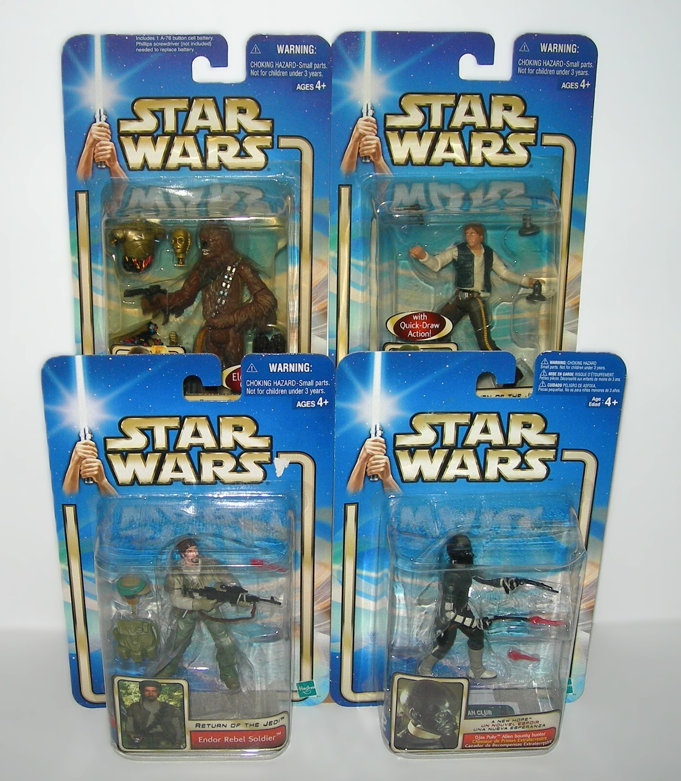 Star Wars Saga Collection Han Solo, Chewbacca, Endor Rebel, Djas Puhr - NINMP