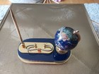 Gemstone natural stone globe letter pen holder desk stand caddy set — photo 1