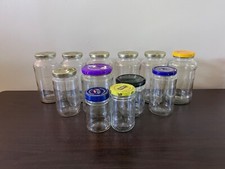 Lot Of 12 Glass Jars Clean Empty DIY Repurpose Storage Canning Various Sizes