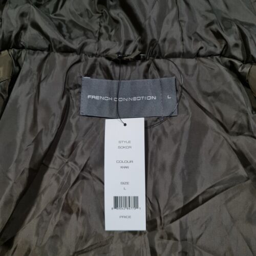 French Connection Mens Bomber Jacket Khaki Green Large Lightweight Hooded - Picture 6 of 10