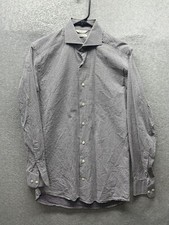 Suit Supply Shirt Mens Sz Small 15 38 White Geometric Button Up Egyptian Cotton