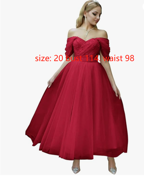 Off Shoulder Prom Dress 2025 Tea Length Tulle Ball Gowns Formal Dresses Beading | eBay Off Shoulder Prom Dress 2025 Tea Length Tulle Ball Gowns Formal Dresses Beading | eBay