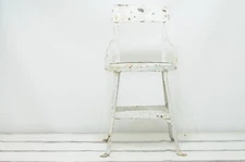 Vintage 1940's Heavy Steel Chair Industrial Metal Steampunk White Chippy Chair