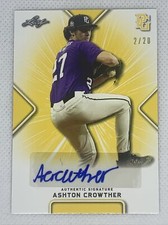 2021 LEAF PERFECT GAME YELLOW ASHTON CROWTHER PAPER RC AUTO # 2/20