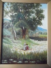 Couple Picking Wild Flowers Nr Sopley, Bournemouth Original Oil Johan Acton Butt