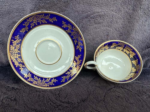 One Antique Cobalt Blue Regency Spode Etruscan Porcelain 2721 Cup & Saucer - Picture 4 of 14