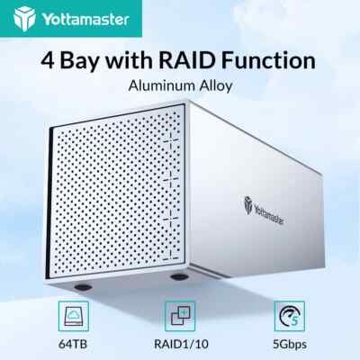 Yottamaster 4 Bay RAID Type-B Festplattengehäuse Gehäuse für 2.5'' 3.5'' SSD HDD