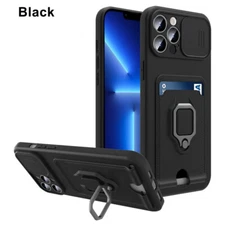 For iPhone 15 14 13 12 Pro Max 11 XS Plus ShockProof Card Ring Holder Case Cover