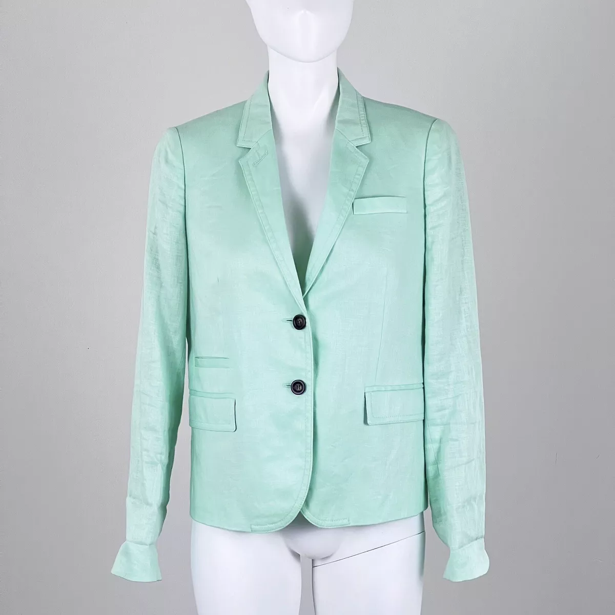 J.Crew 100 Linen Blazer Women Mint Green Size 10 eBay