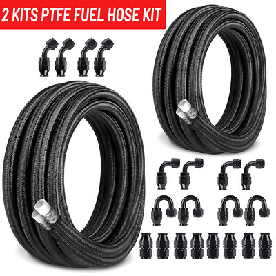 8AN 10AN PTFE Fuel Line Kit Nylon Braided Fuel Line Hose Fitting Kit