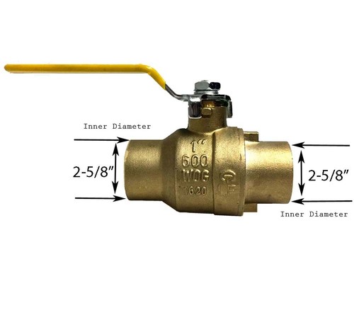 Libra Supply 2-1/2 inch, 2-1/2'' Lead Free All Sweat Brass Ball Valve, 600 WOG