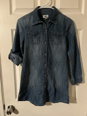 old navy denim dress kids Printed Short-Sleeve Fit and Flare Jean Dress for Girls