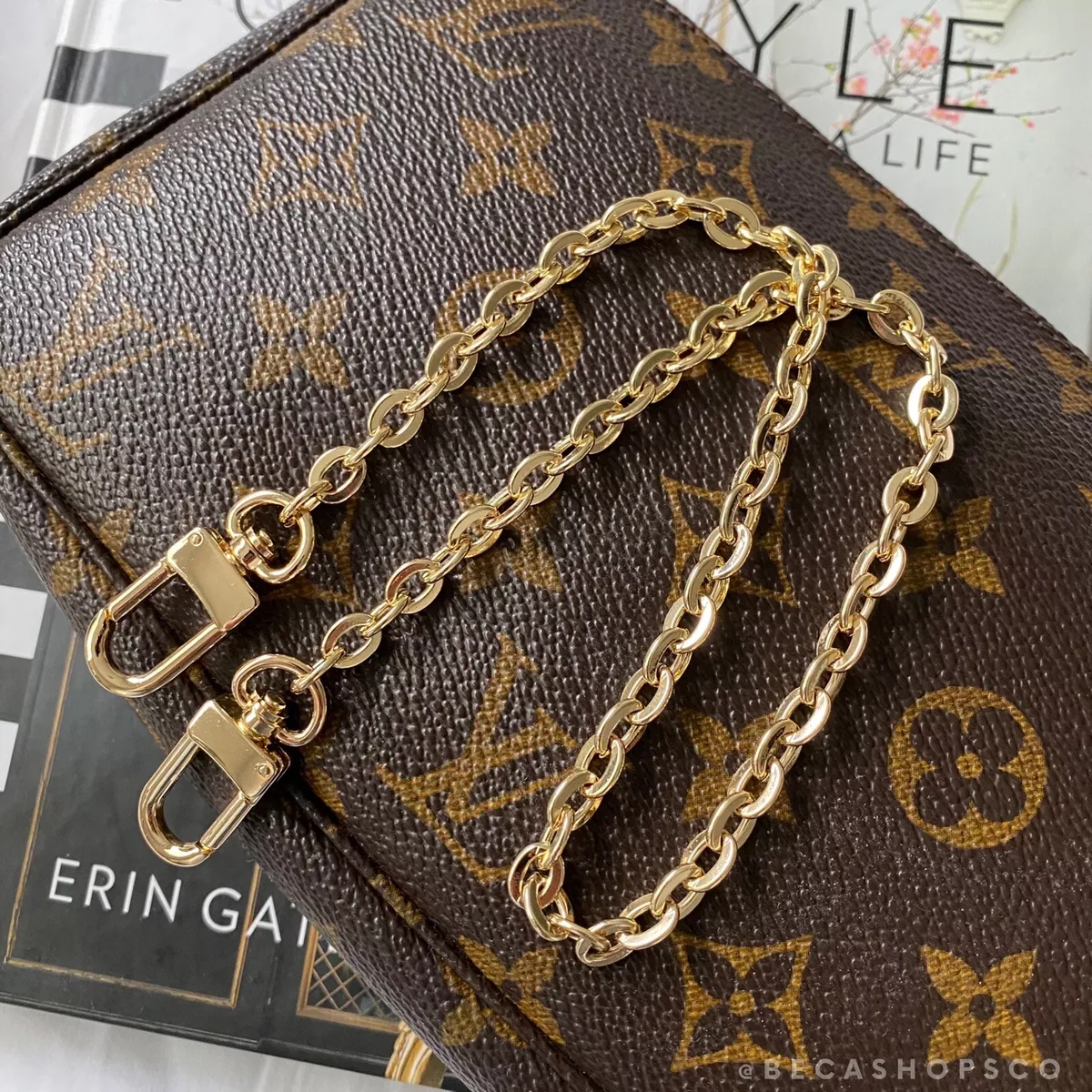 lv gold chain purse strap