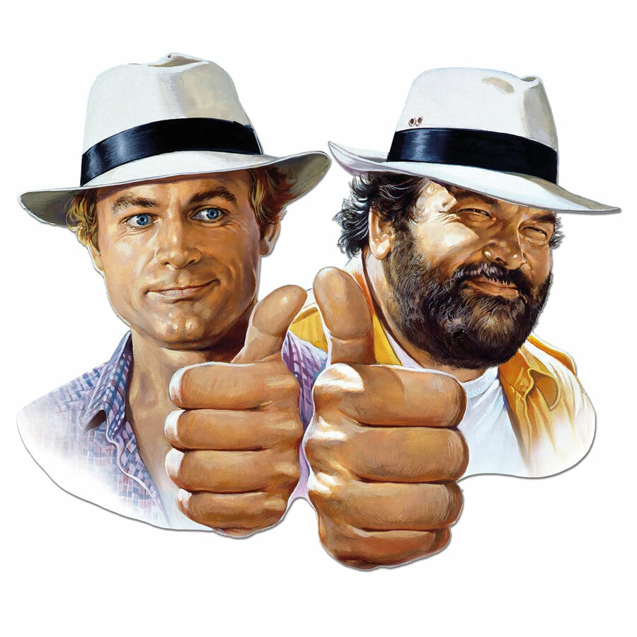 Bud Spencer et Terence Hill - PORTRAIT POUCE HAUT - Panneau en tôle d'acier  - 45