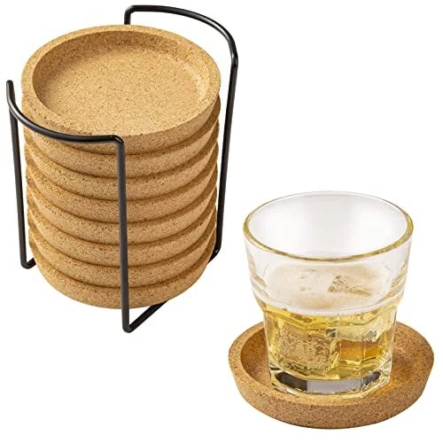 Cork Coasters With Lip For Drinks 8pcs Coasters Absorbent With